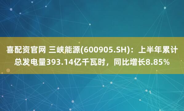 喜配资官网 三峡能源(600905.SH):上半年累计总发电量393.14亿千瓦时,同比增长8.85%
