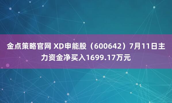 金点策略官网 XD申能股(600642)7月11日主力资金净买入1699.17万元