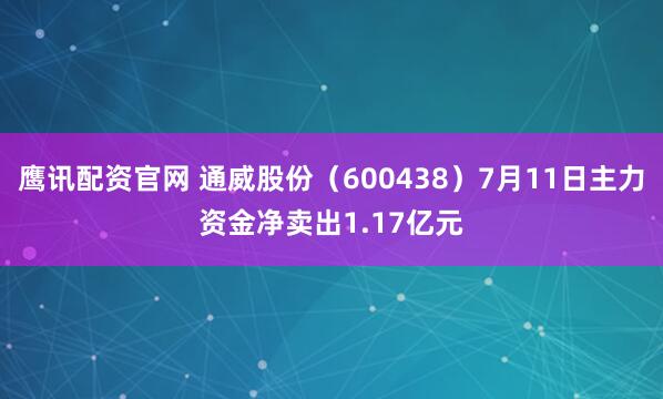 鹰讯配资官网 通威股份(600438)7月11日主力资金净卖出1.17亿元