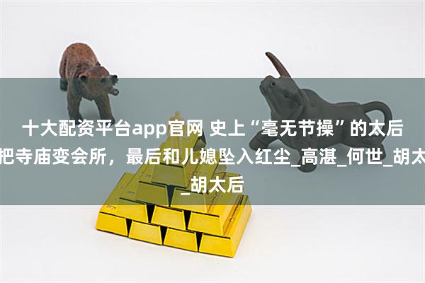 十大配资平台app官网 史上“毫无节操”的太后，把寺庙变会所，最后和儿媳坠入红尘_高湛_何世_胡太后