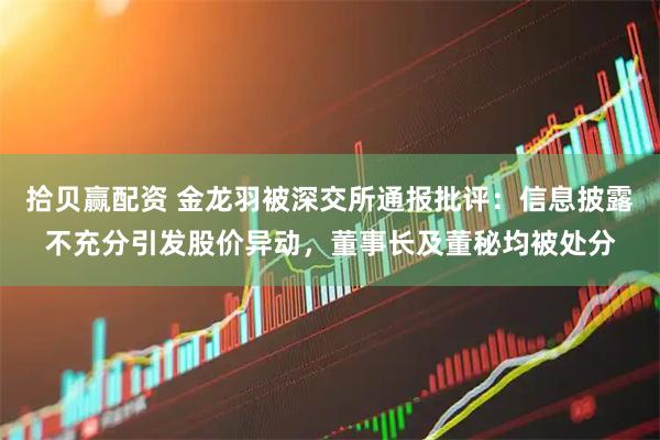 拾贝赢配资 金龙羽被深交所通报批评:信息披露不充分引发股价异动,董事长及董秘均被处分