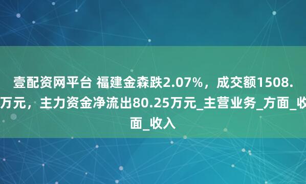 壹配资网平台 福建金森跌2.07%,成交额1508.34万元,主力资金净流出80.25万元_主营业务_方面_收入
